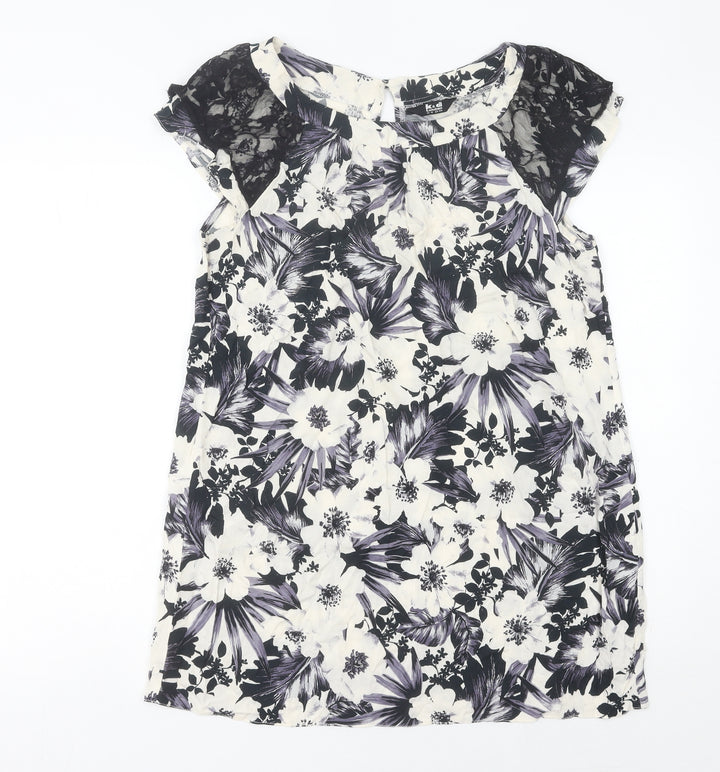 k & d London Women's Multicoloured Floral Shift Dress Size 16 Summer Lace Knee Length