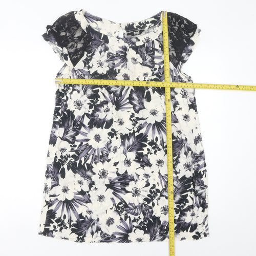 k & d London Women's Multicoloured Floral Shift Dress Size 16 Summer Lace Knee Length