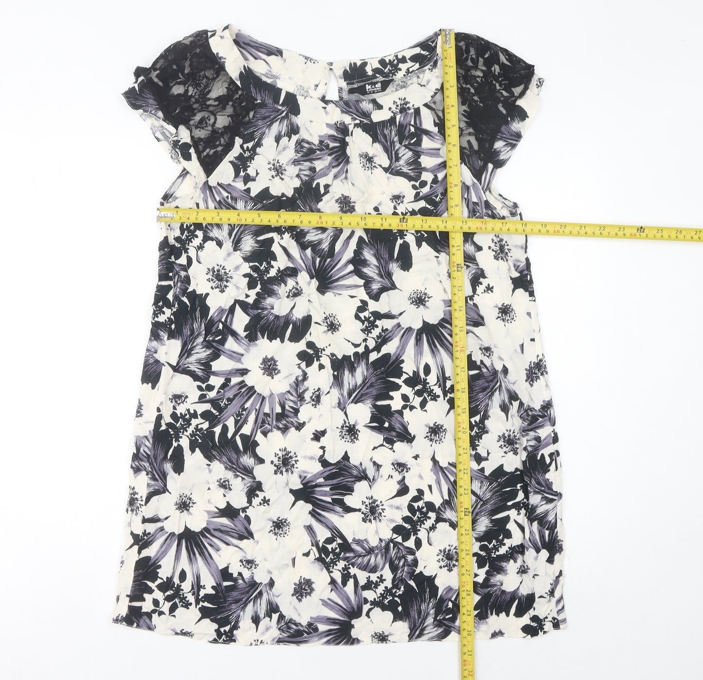 k & d London Women's Multicoloured Floral Shift Dress Size 16 Summer Lace Knee Length