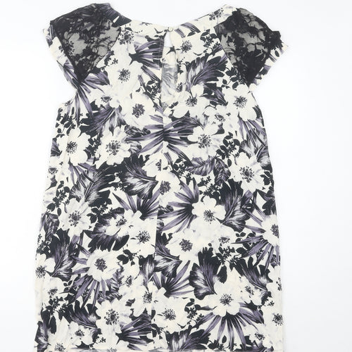k & d London Women's Multicoloured Floral Shift Dress Size 16 Summer Lace Knee Length