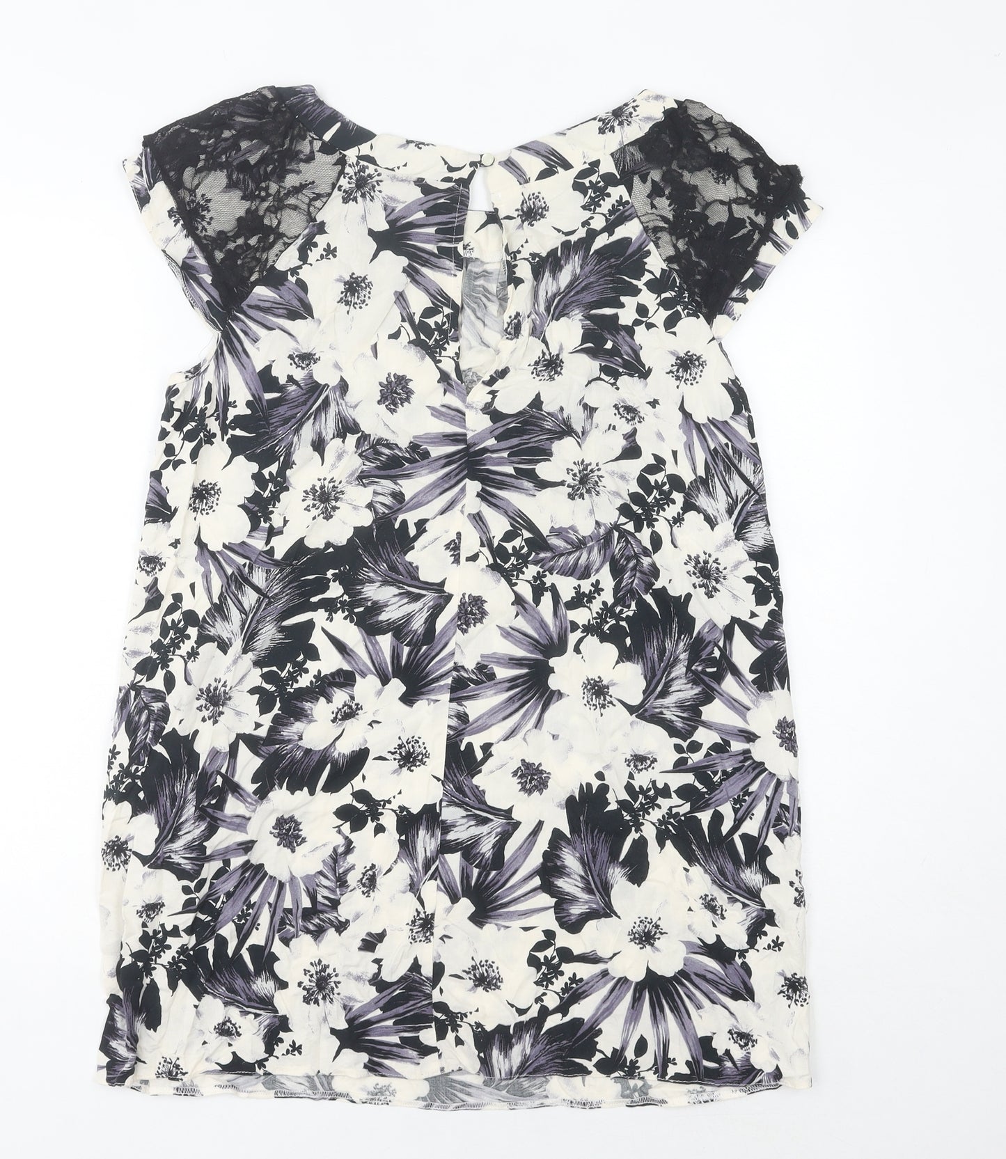 k & d London Women's Multicoloured Floral Shift Dress Size 16 Summer Lace Knee Length