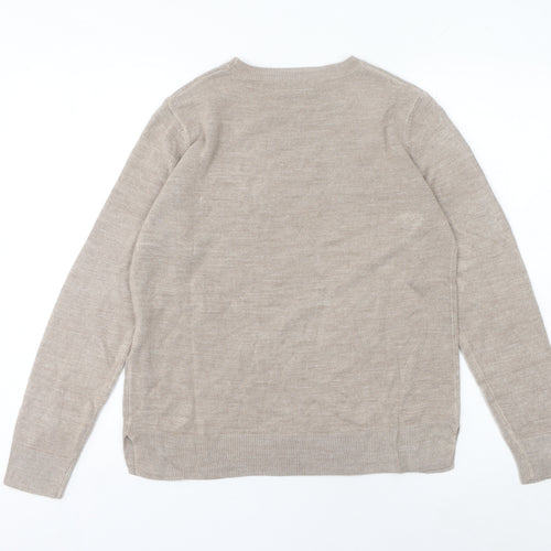 Marks and Spencer Women's Beige Wool Crew Neck Jumper Size 14