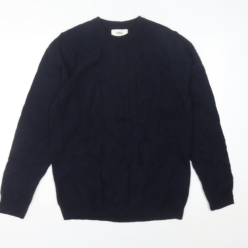 Marks and Spencer Men's Blue Lambswool Crew Neck Pullover Jumper M