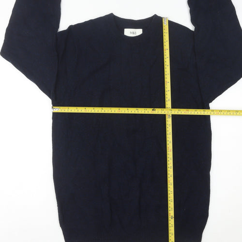 Marks and Spencer Men's Blue Lambswool Crew Neck Pullover Jumper M