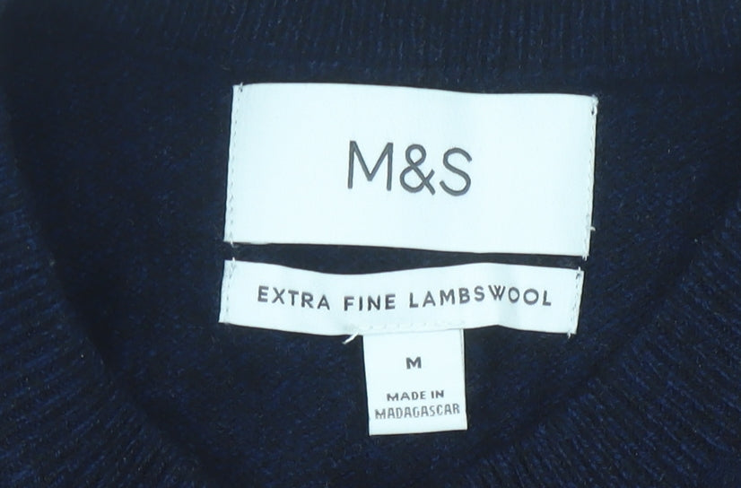 Marks and Spencer Men's Blue Lambswool Crew Neck Pullover Jumper M
