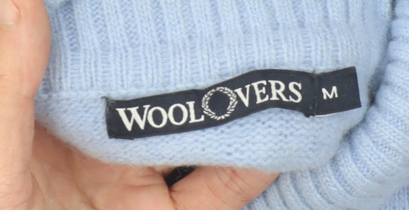 WoolOvers Women's Blue Lambswool Roll Neck Jumper Size M