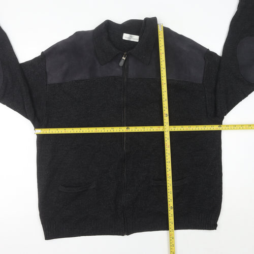 Marks and Spencer Men's Black Wool Blend Full Zip Jumper L
