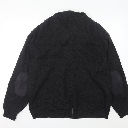 Marks and Spencer Men's Black Wool Blend Full Zip Jumper L