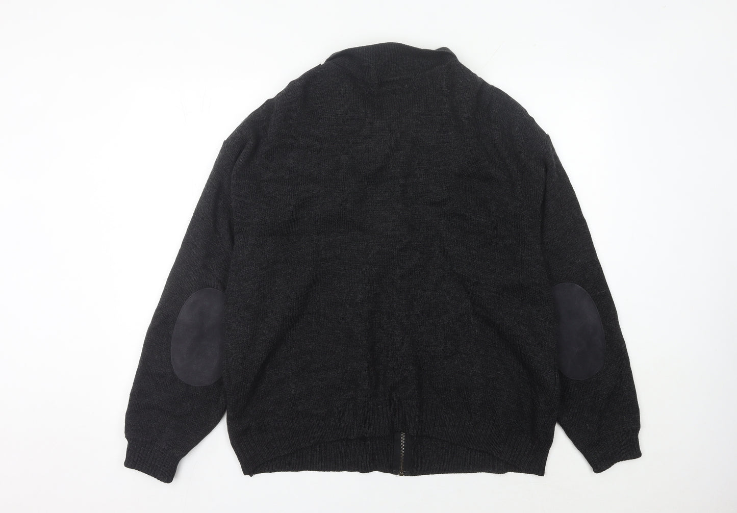Marks and Spencer Men's Black Wool Blend Full Zip Jumper L