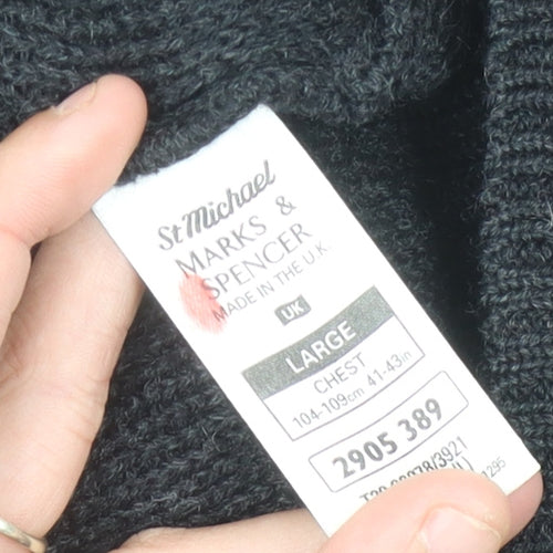 Marks and Spencer Men's Black Wool Blend Full Zip Jumper L