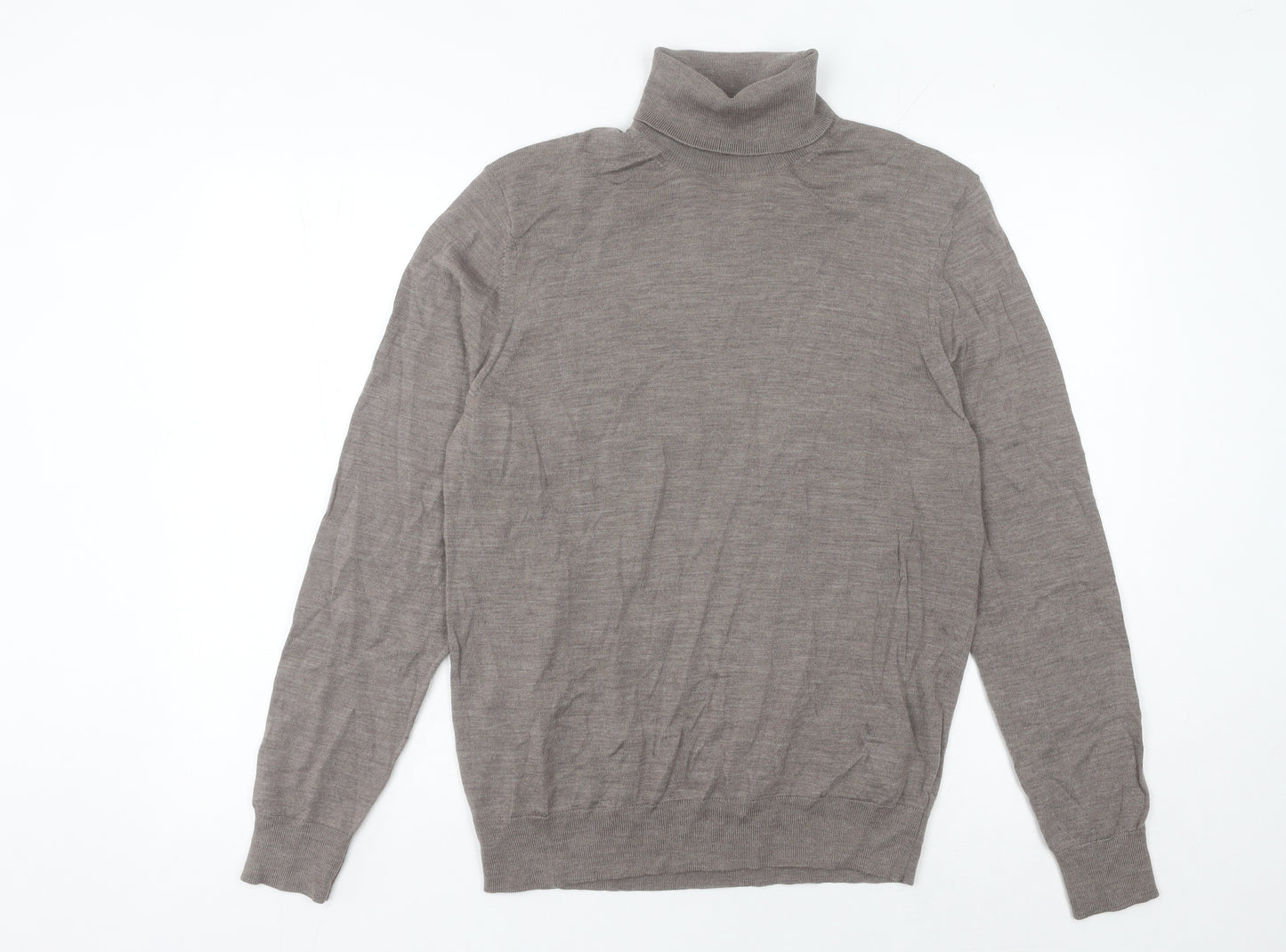 Marks and Spencer Men’s Brown Wool Roll Neck Jumper Size M