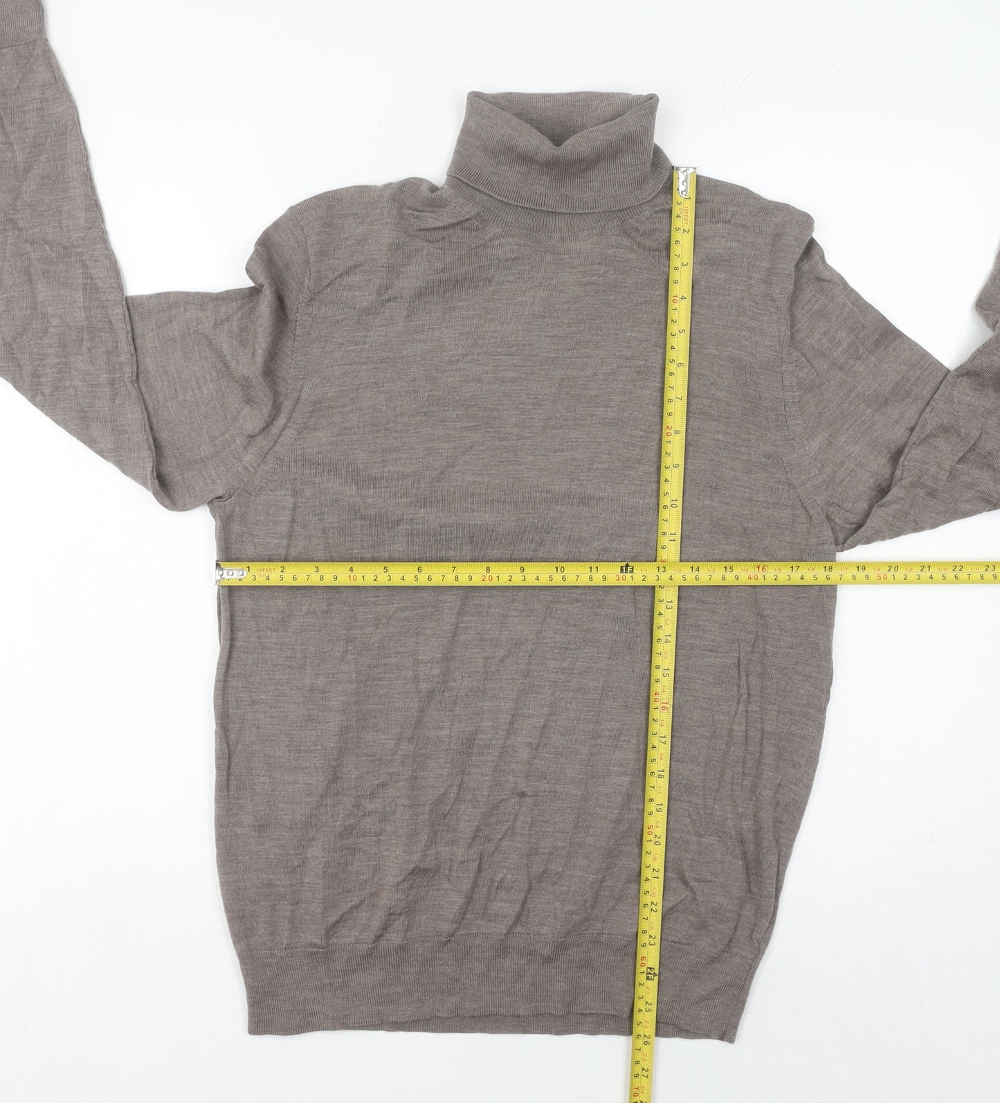 Marks and Spencer Men’s Brown Wool Roll Neck Jumper Size M