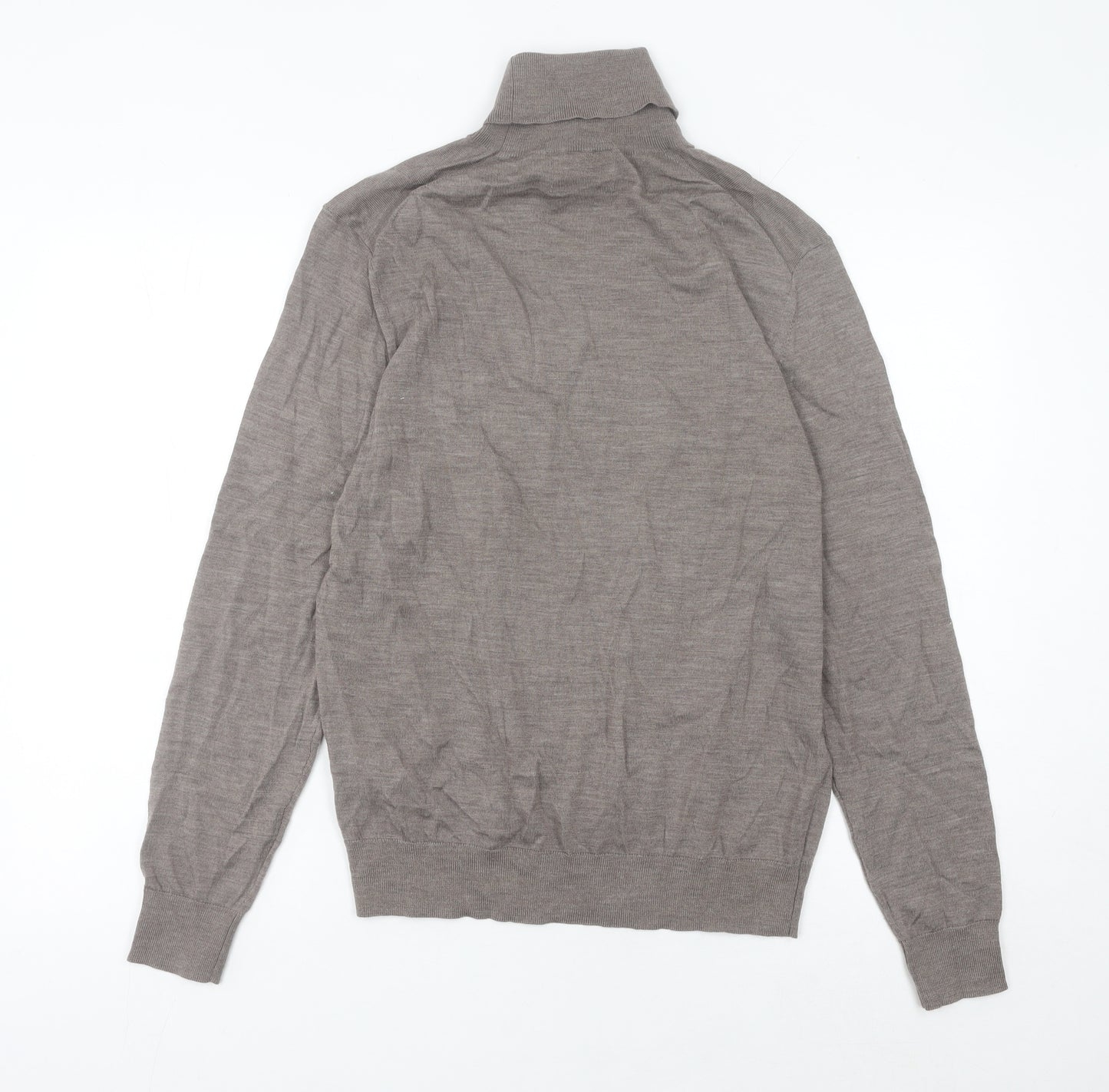 Marks and Spencer Men’s Brown Wool Roll Neck Jumper Size M