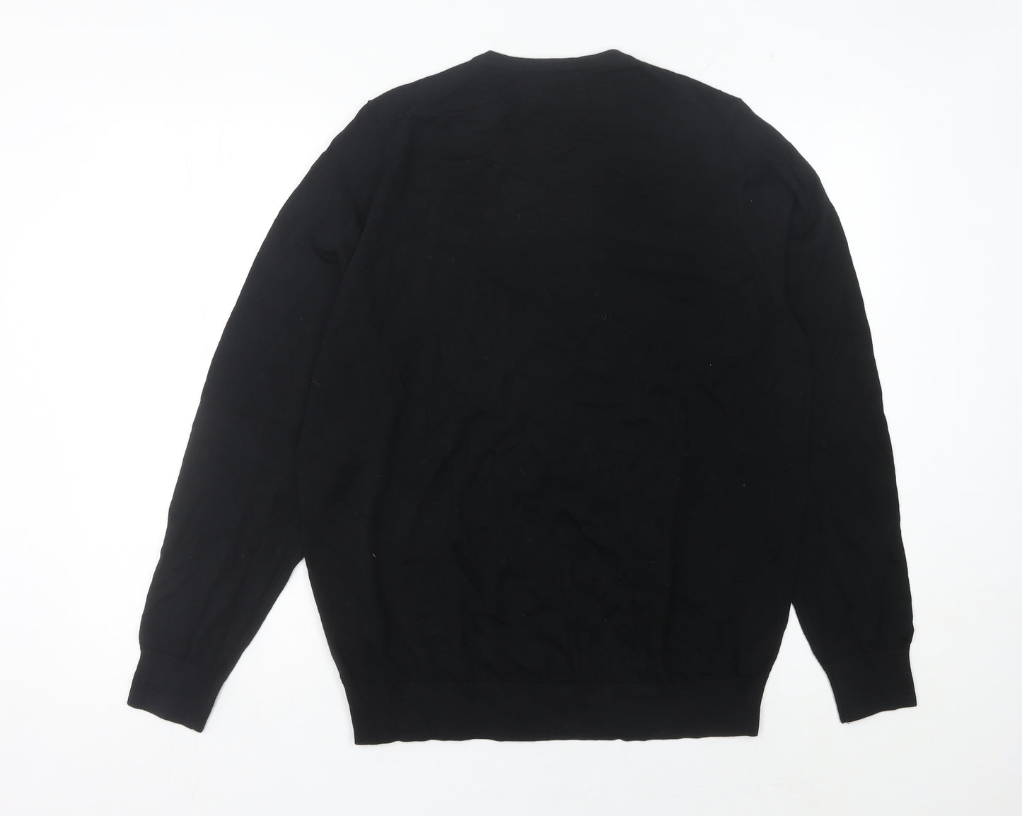 Marks & Spencer Men’s Black Merino Wool V-Neck Jumper L Regular Fit