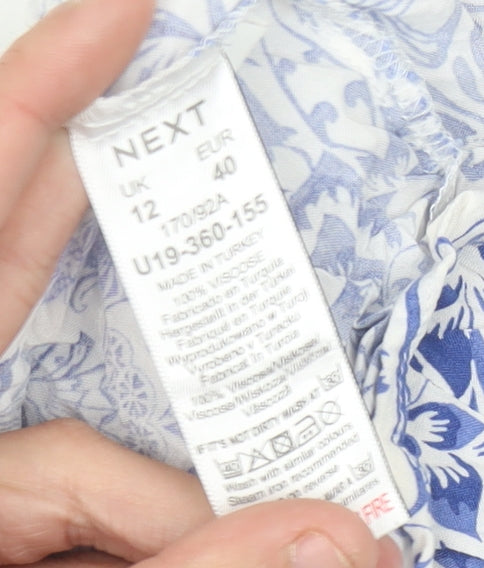 Next Womens Blue Floral Bohemian Peasant Blouse Size 12