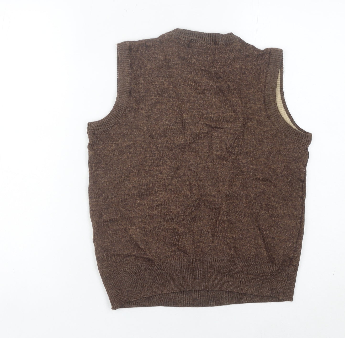 Monte Carlo Men's Brown Merino Wool Blend V-Neck Vest Size S