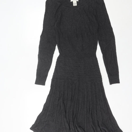 MSSP Women’s Grey Knit Fit & Flare Dress Size S Autumn Winter