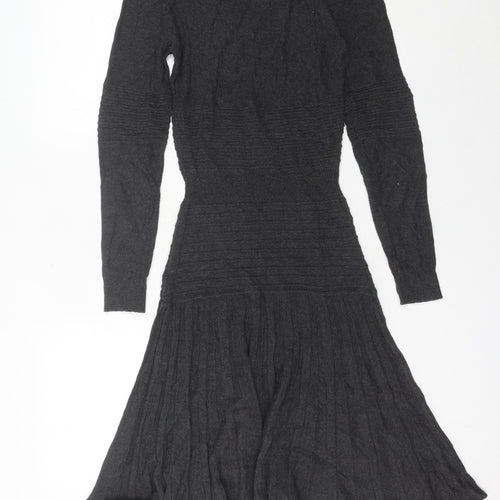 MSSP Women’s Grey Knit Fit & Flare Dress Size S Autumn Winter