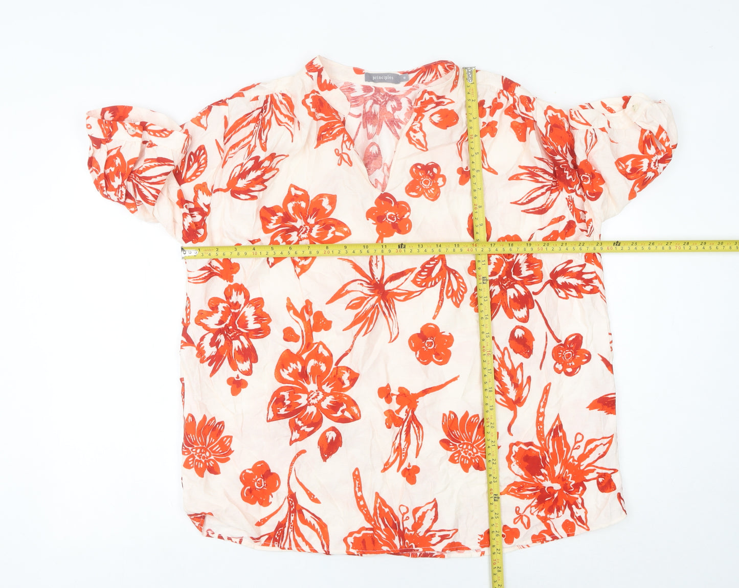 Principles Women’s Multicoloured Floral Tunic Blouse Size 18 V-Neck