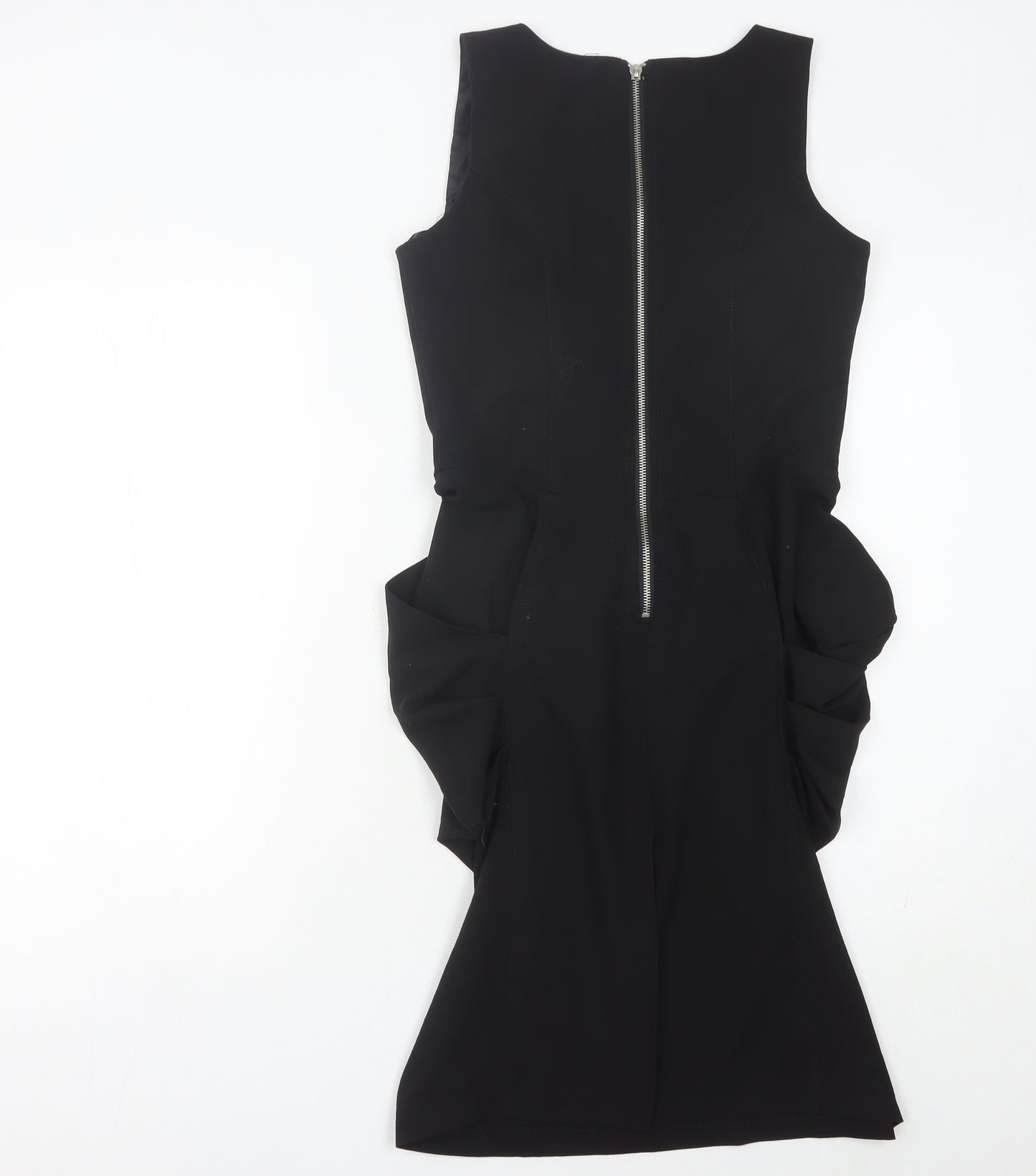 Dorothy Perkins Women’s Black Sheath Dress Size 10 Knee Length Ruched Zip