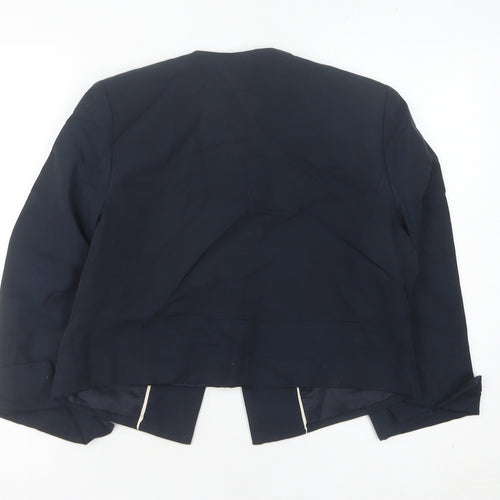 Havren Women's Blue Size 14 Short Blazer Jacket Shawl Lapel Workwear