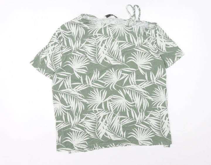 V by Very Women’s Green Tropical Floral Jersey T-Shirt Size 12