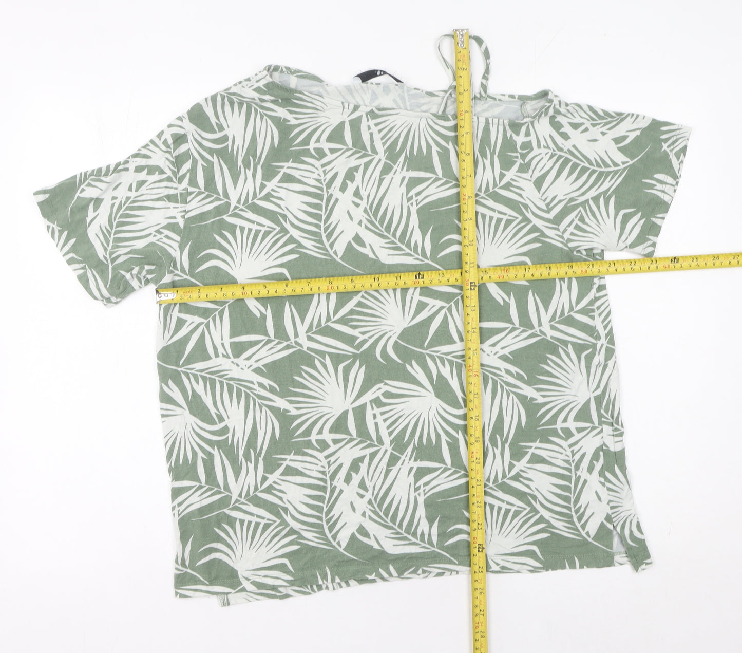 V by Very Women’s Green Tropical Floral Jersey T-Shirt Size 12