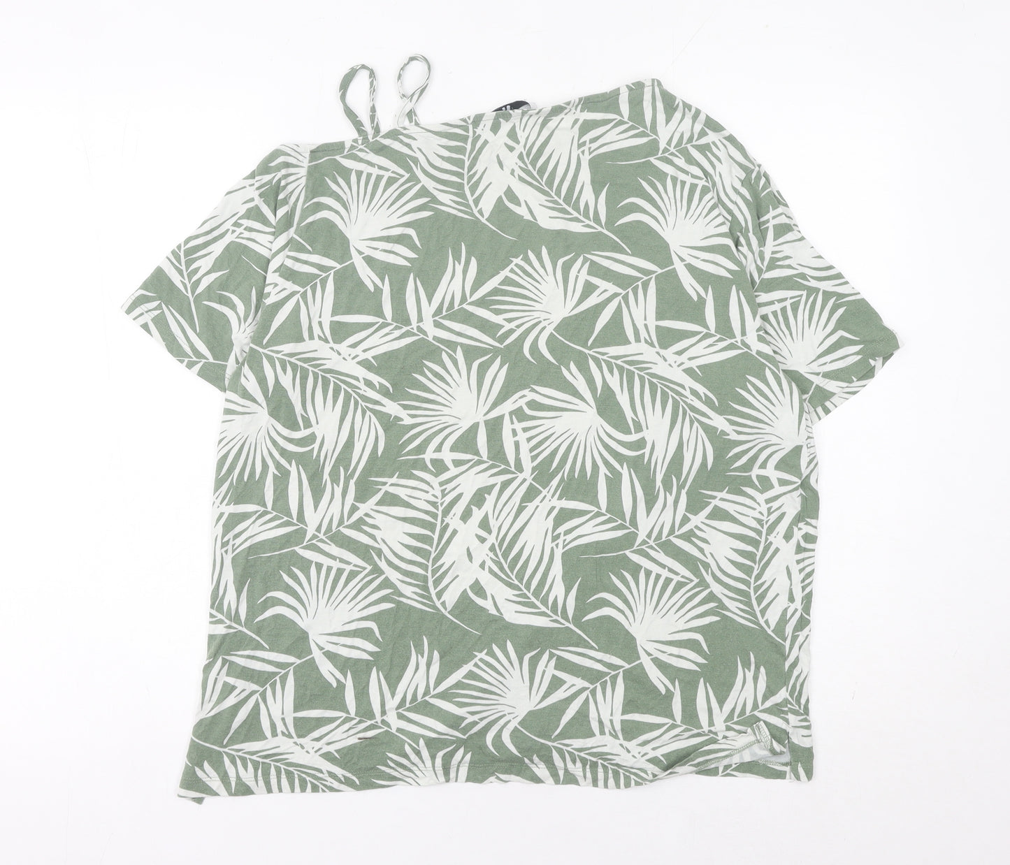 V by Very Women’s Green Tropical Floral Jersey T-Shirt Size 12