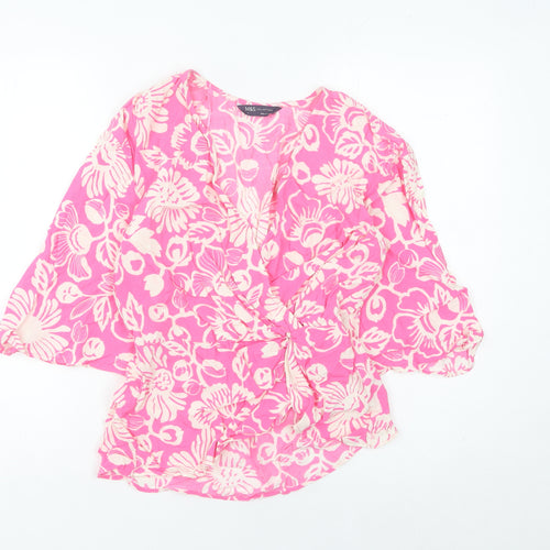 Marks and Spencer Women’s Pink Floral Wrap Blouse Size 6