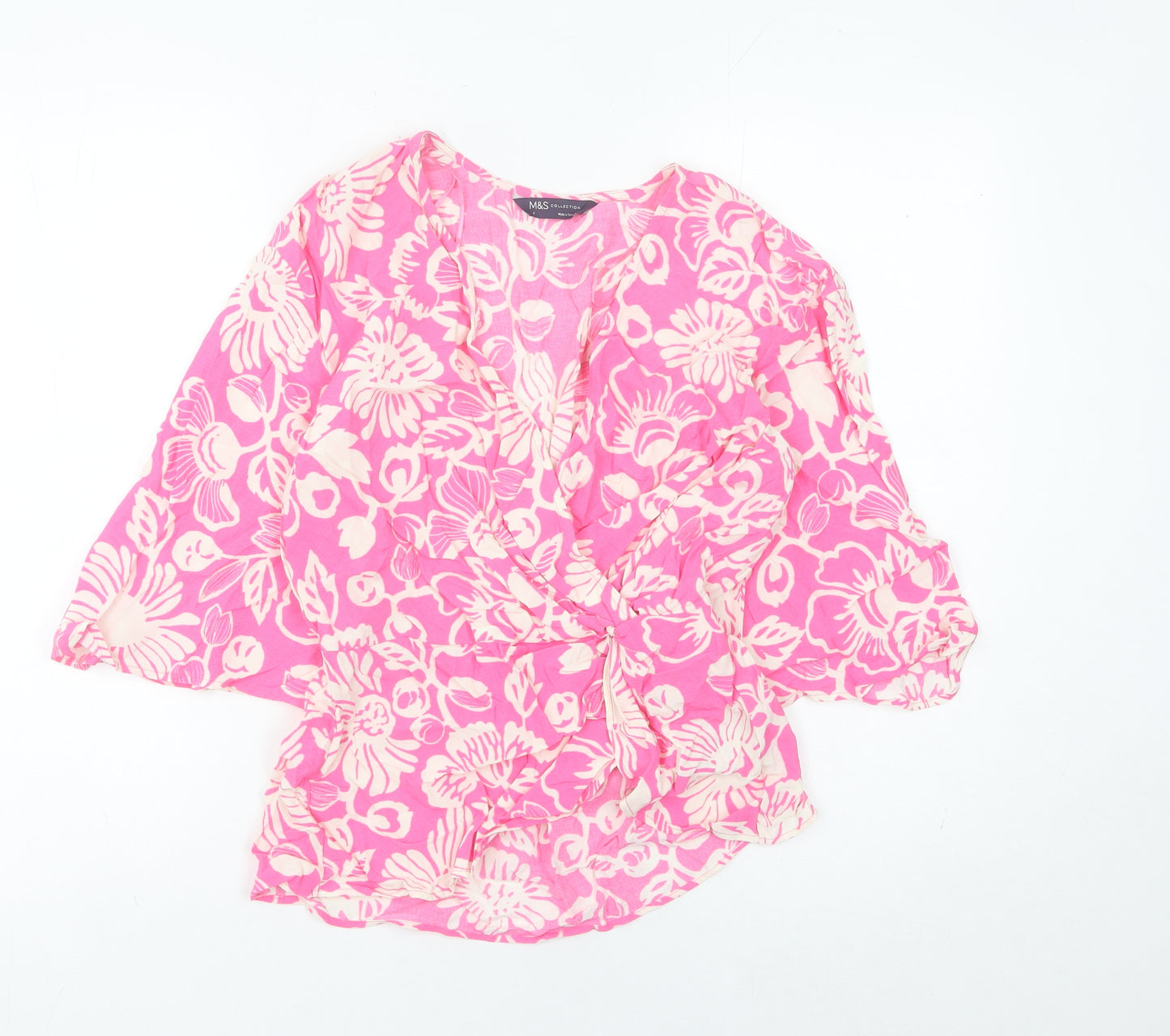 Marks and Spencer Women’s Pink Floral Wrap Blouse Size 6