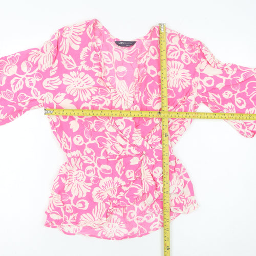 Marks and Spencer Women’s Pink Floral Wrap Blouse Size 6