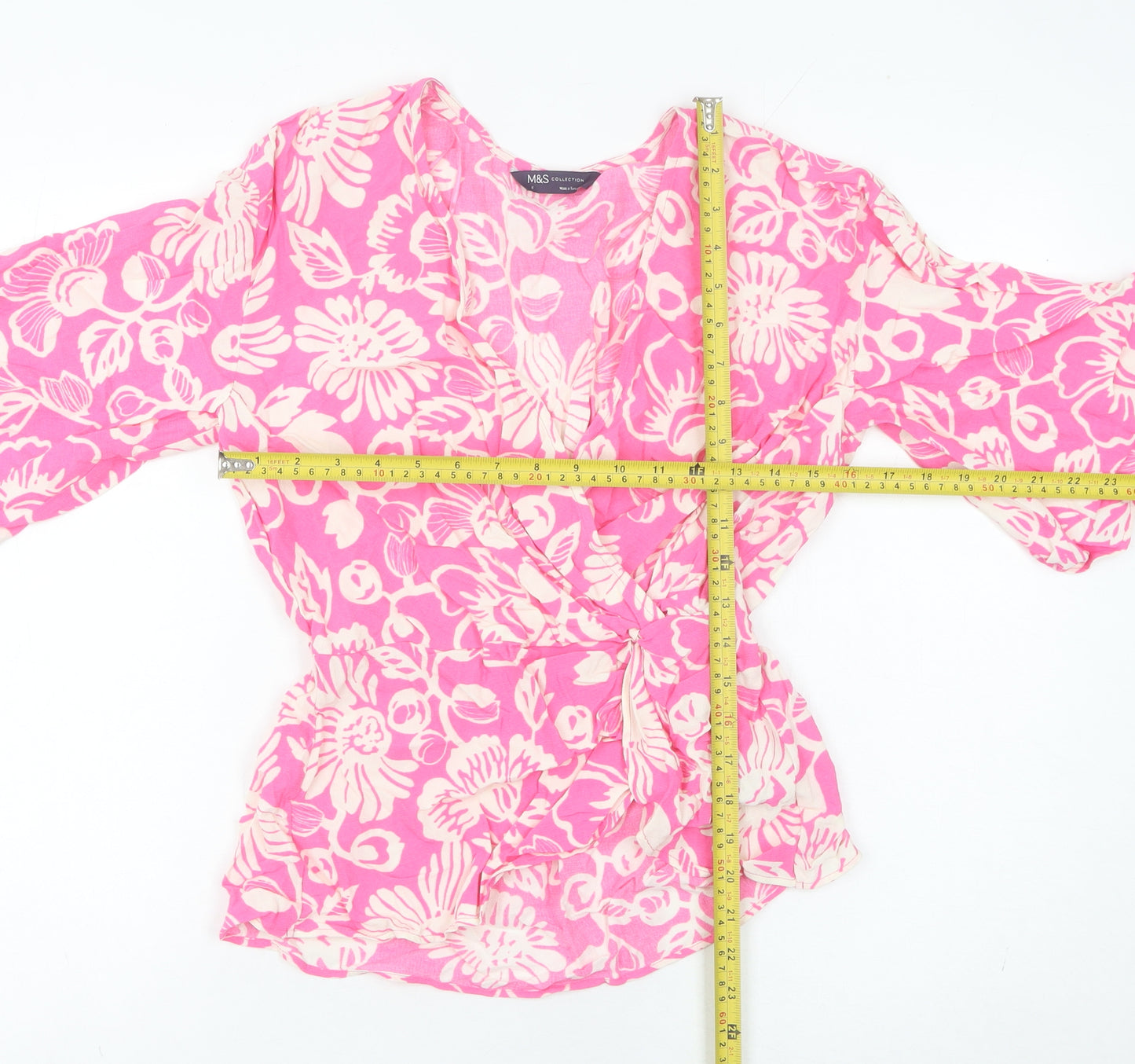 Marks and Spencer Women’s Pink Floral Wrap Blouse Size 6