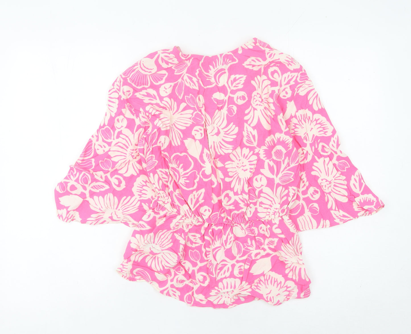 Marks and Spencer Women’s Pink Floral Wrap Blouse Size 6