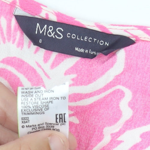 Marks and Spencer Women’s Pink Floral Wrap Blouse Size 6