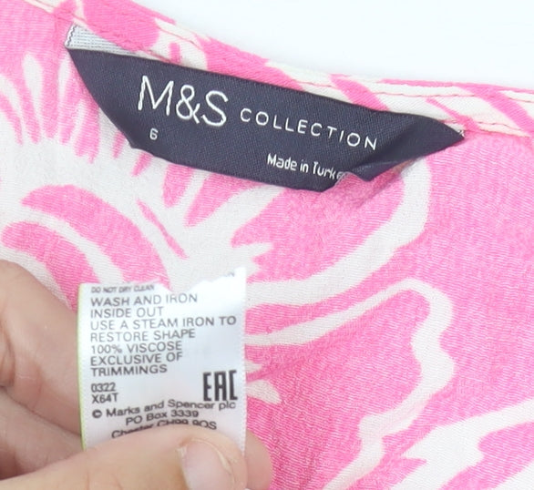 Marks and Spencer Women’s Pink Floral Wrap Blouse Size 6