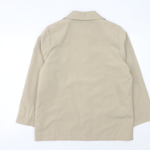 EWM Women Beige Size 16 Basic Mid-Length Jacket Polyester Collared