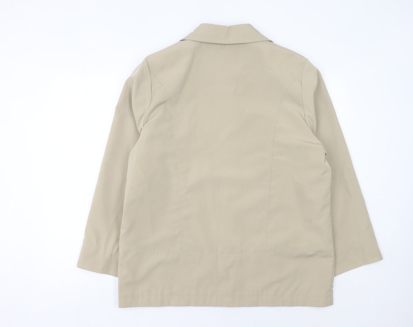 EWM Women Beige Size 16 Basic Mid-Length Jacket Polyester Collared