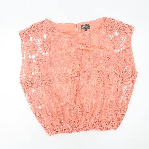 Apricot Womens Orange Lace Cropped Blouse Size L Summer Casual