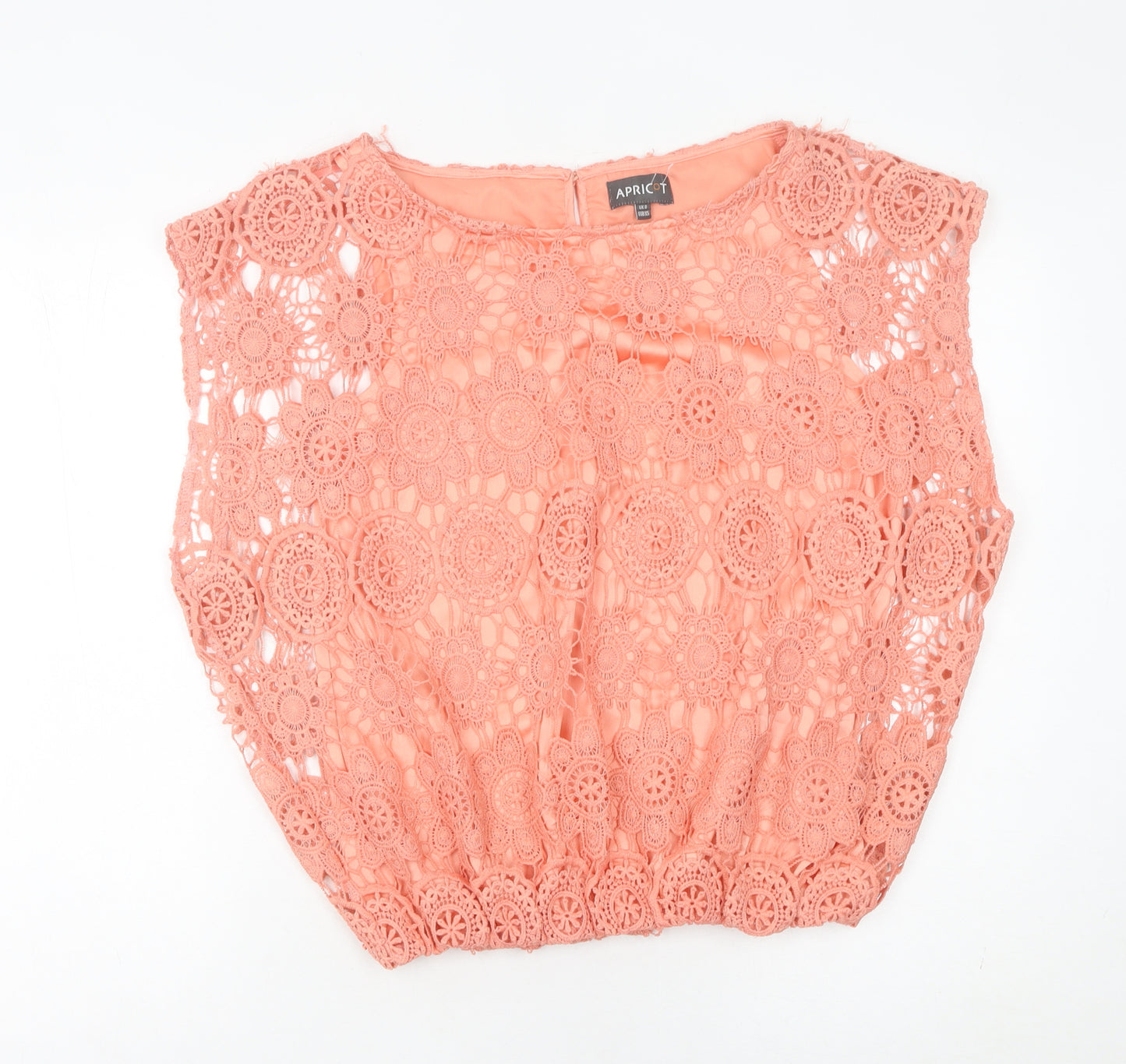 Apricot Womens Orange Lace Cropped Blouse Size L Summer Casual