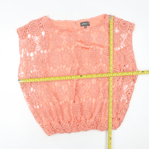 Apricot Womens Orange Lace Cropped Blouse Size L Summer Casual