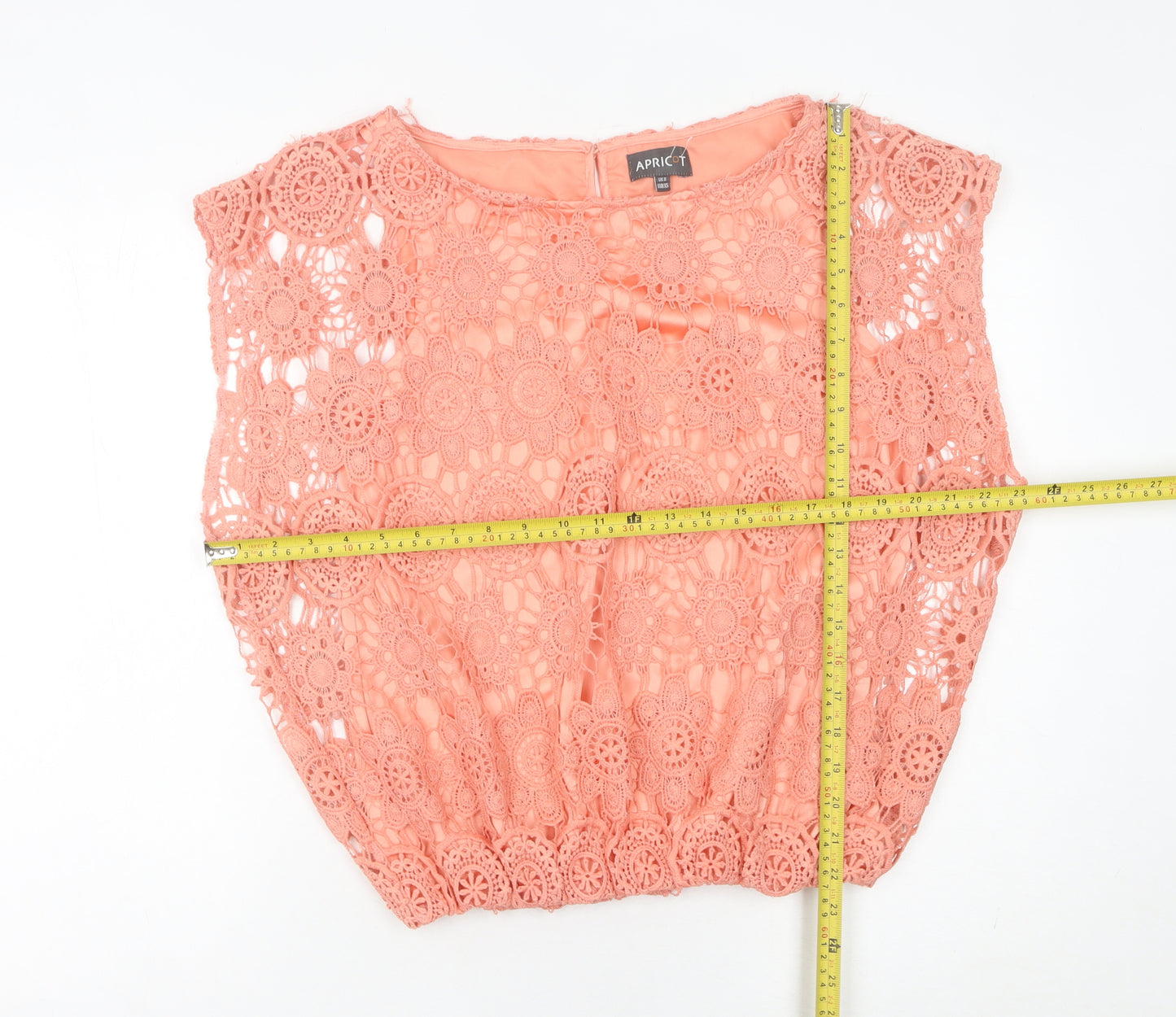 Apricot Womens Orange Lace Cropped Blouse Size L Summer Casual