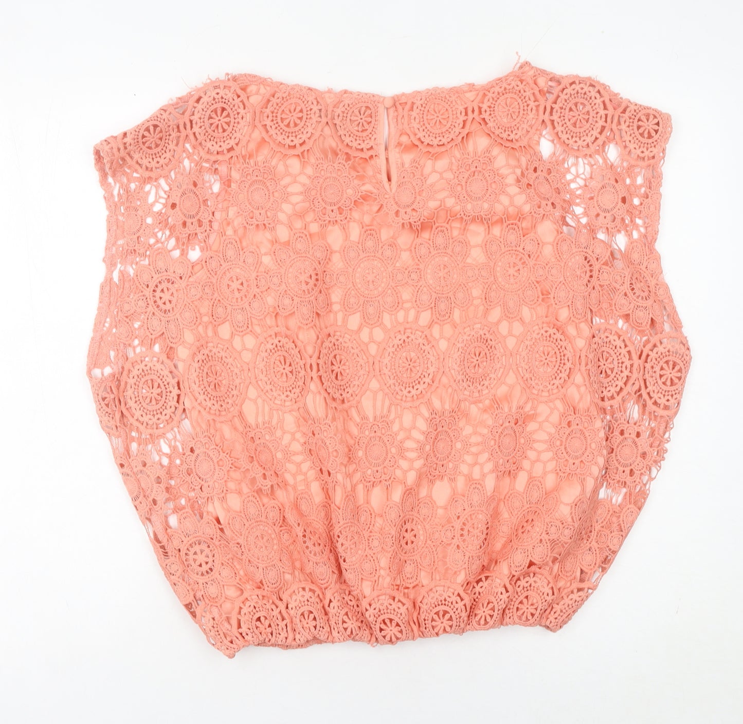 Apricot Womens Orange Lace Cropped Blouse Size L Summer Casual