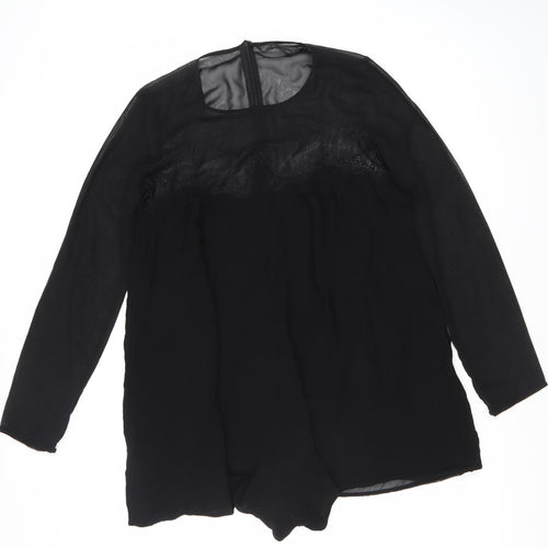 Zara Trafaluc Women’s Black Lace Backless Long Sleeve Playsuit Size 12