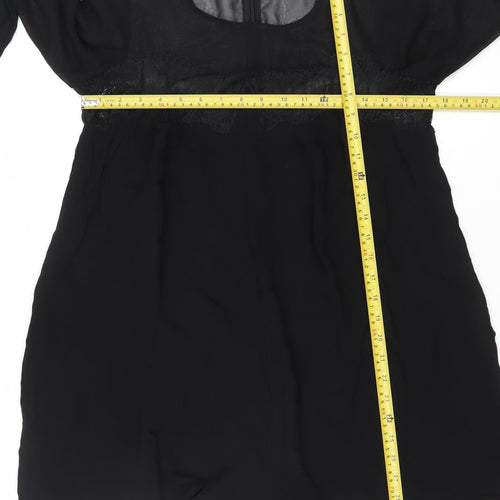 Zara Trafaluc Women’s Black Lace Backless Long Sleeve Playsuit Size 12