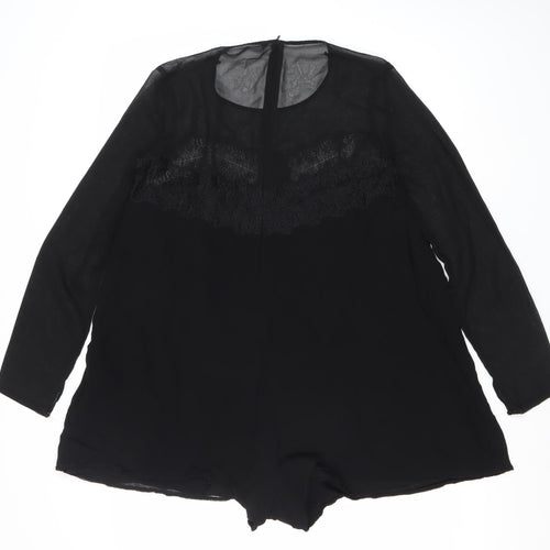 Zara Trafaluc Women’s Black Lace Backless Long Sleeve Playsuit Size 12