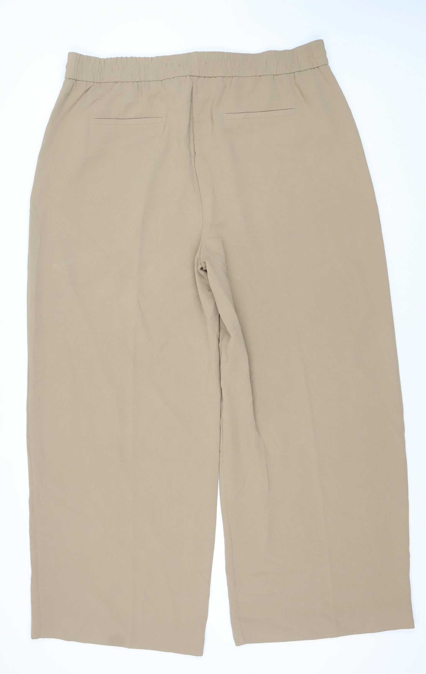 Marks and Spencer Women’s Beige Wide-Leg Trousers Size 20 Elastic Waist