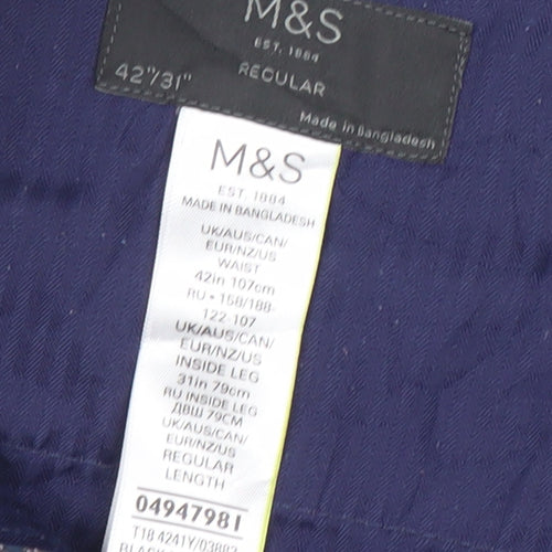 Marks and Spencer Men's Grey 42in Regular Fit Dress Trousers
