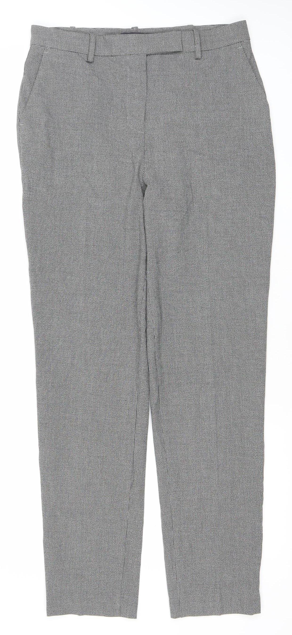 Marks and Spencer Women Grey Check Tall Size 10 Dress Pants Stretch