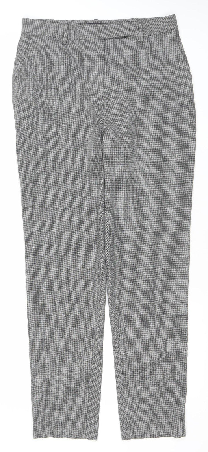 Marks and Spencer Women Grey Check Tall Size 10 Dress Pants Stretch