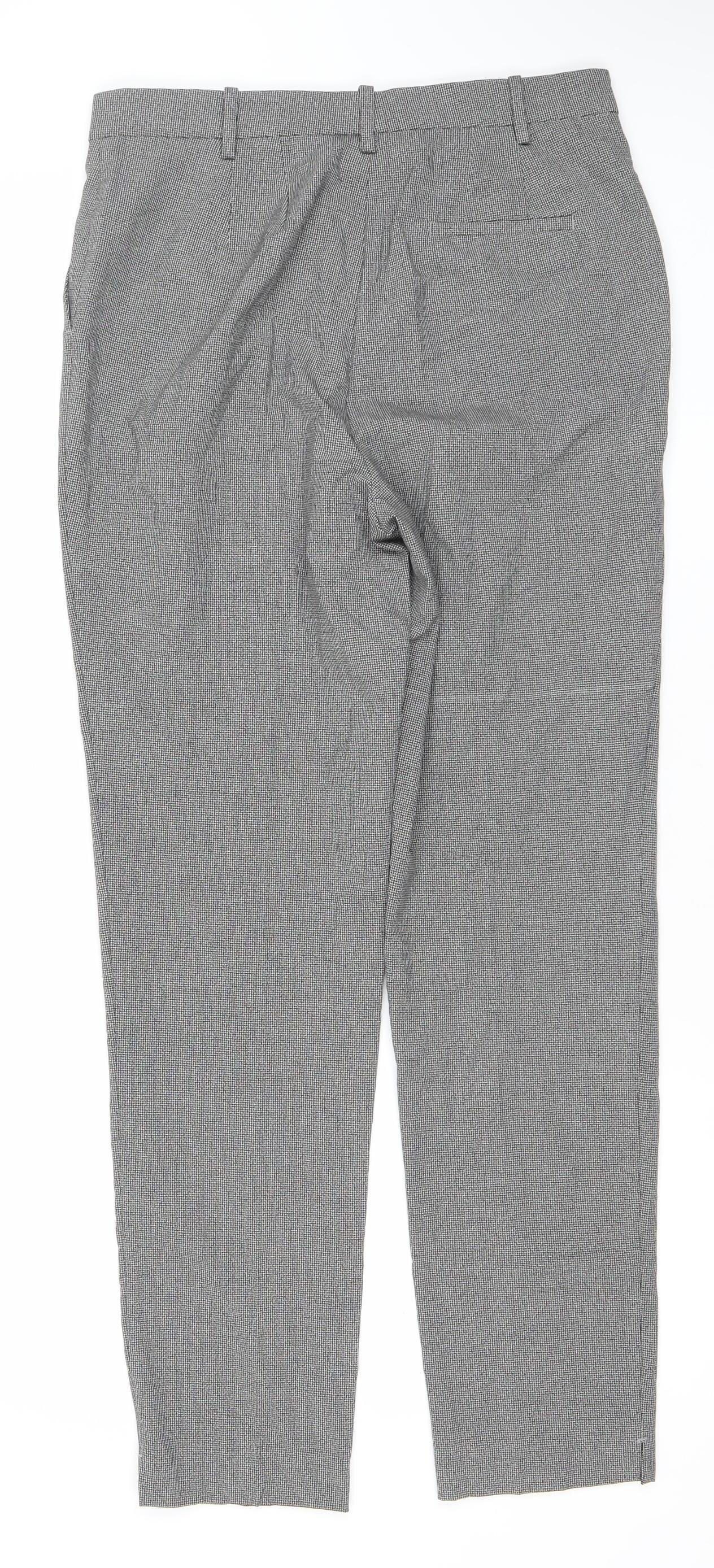Marks and Spencer Women Grey Check Tall Size 10 Dress Pants Stretch